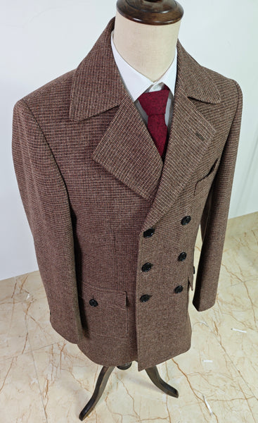 Brown Double Breasted Wide Lapel Overcoat | BDtailormade