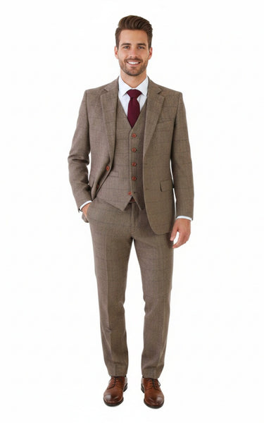 Brown Herringbone Tweed 3-Piece Suit | Made to Measure | BDtailormade