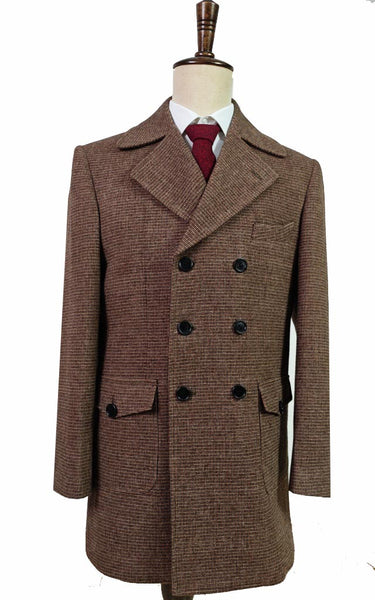 Brown Double Breasted Wide Lapel Overcoat | BDtailormade
