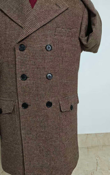 Brown Double Breasted Wide Lapel Overcoat | BDtailormade