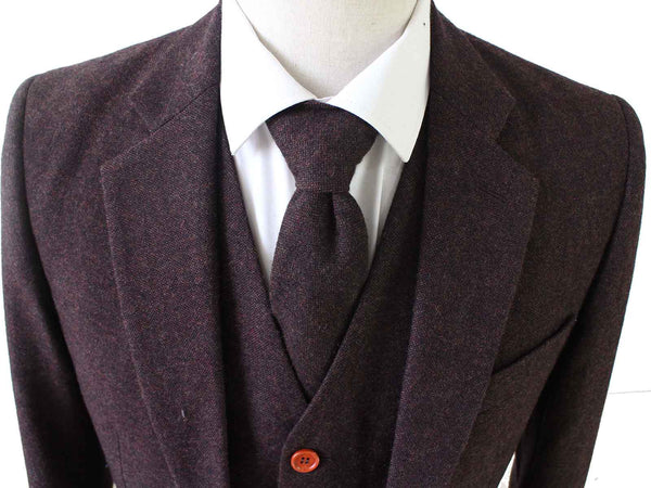 DARK BROWN BARLEYCORN TWEED 2 PIECE SUIT FREE SHIPPING BDtailormade