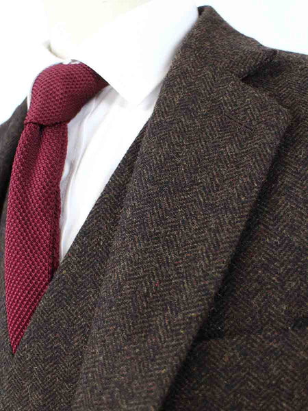 Dark Brown Herringbone Tweed 3-Piece Suit | Made to Measure