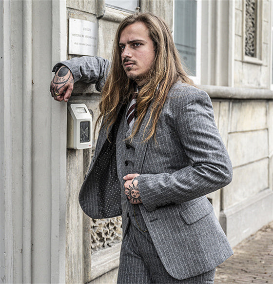 GRAY PINSTRIPE TWEED | BDtailormade | Free Shipping
