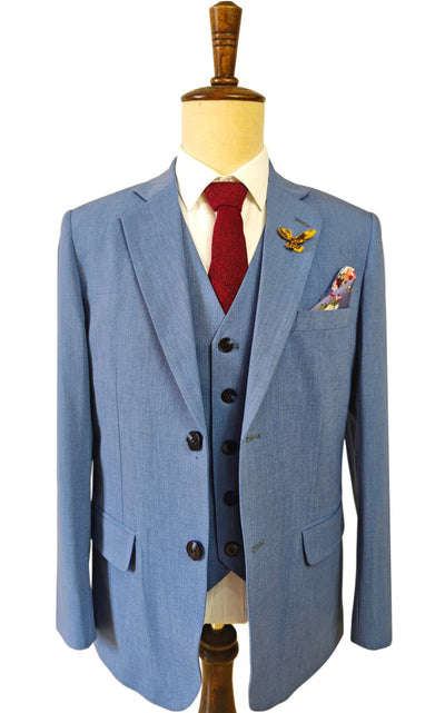 LIGHT BLUE TENCEL WOOL 3 PIECE SUITS