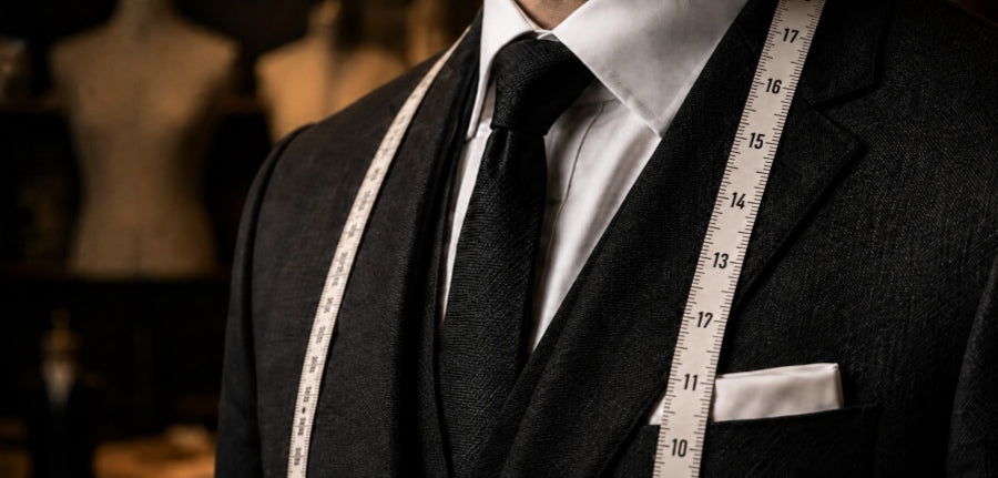 Tailor measuring a custom suit