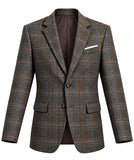 Brown Beige Windowpane Herringbone Tweed 2 Piece Suit