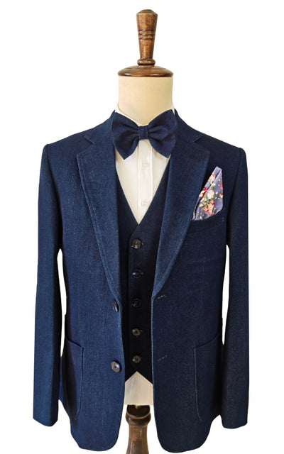 DARK BLUE DENIM 3 PIECE SUIT