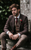 Dark Brown & Classic Brown Barleycorn Tweed 3 Piece Suit
