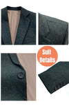 Green Herringbone Tweed & Wine Red Corduroy 2 Piece Suit