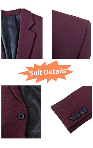 Wine Red Birdseye & Dark Blue Birdseye Worsted 2 Piece Suit