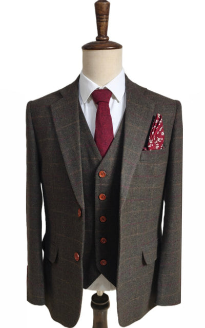 GREEN TATTERSALL TWEED 3 PIECE SUIT