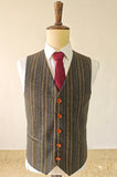 BROWN BLUE PINSTRIPE TWEED 3 PIECE SUIT