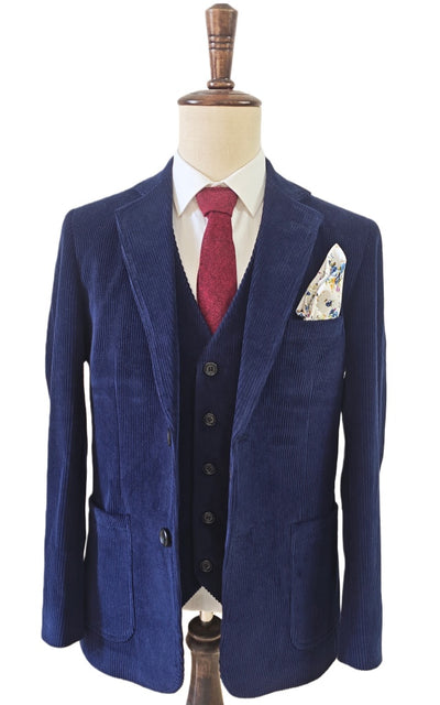 NAVY CORDUROY 3 PIECE SUIT