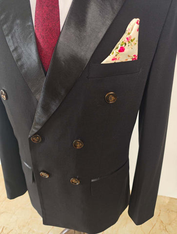 BLACK TUXEDO TENCEL WOOL 3 PIECE SUIT