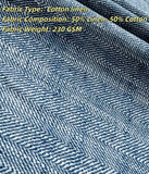 Light Blue Herringbone Cotton Linen 3 Piece Suit