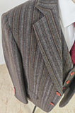 GRAY BROWN PINSTRIPE TWEED 3 PIECE SUIT