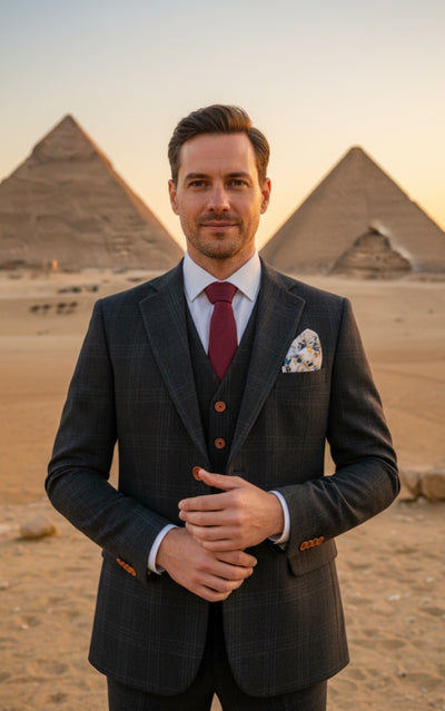 BLACK OVERCHECK PLAID 3 PIECE SUIT