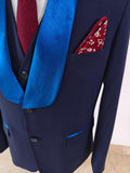 DARK BLUE TUXEDO TENCEL WOOL 3 PIECE SUIT