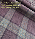 Wine Red Plaid & Wine Red Birdseye Worsted 2 Piece Suit