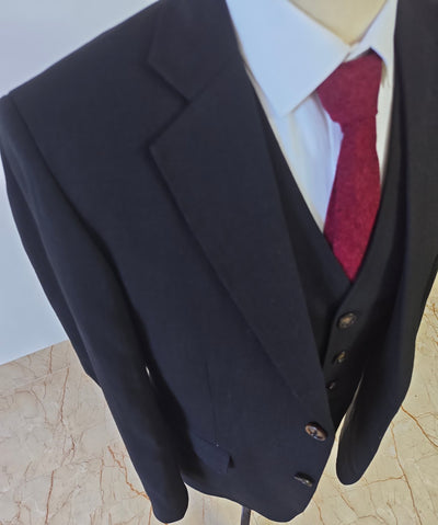 Black Tencel Linen 3 Piece Suit