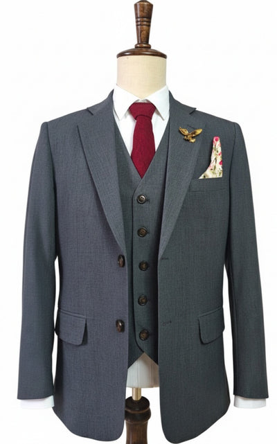 DARK GRAY TENCEL WOOL 3 PIECE SUITS