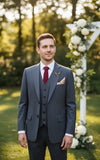 DARK GRAY TENCEL WOOL 3 PIECE SUITS