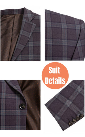 Wine Red Plaid & Wine Red Birdseye Worsted 2 Piece Suit