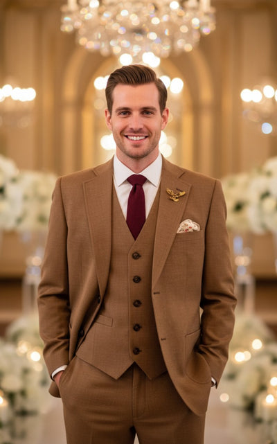 BROWN TENCEL LINEN 3 PIECE SUITS