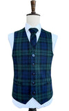 Navy Green Plaid Tweed 3 Piece Suit