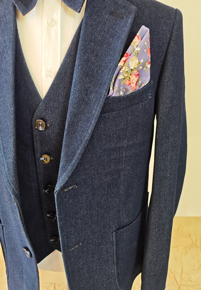DARK BLUE DENIM 3 PIECE SUIT