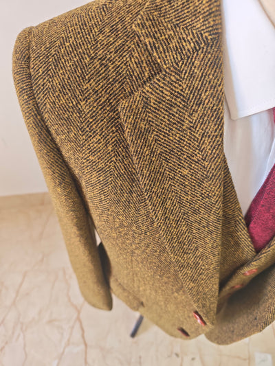 BROWN BLACK HERRINGBONE TWEED 3 PIECE SUIT - BDtailormade
