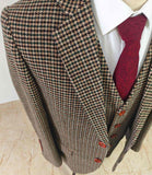BROWN HOUNDSTOOTH TWEED 3 PIECE SUIT