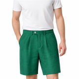 Green Tencel Linen Beach Shorts