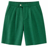 Green Tencel Linen Beach Shorts