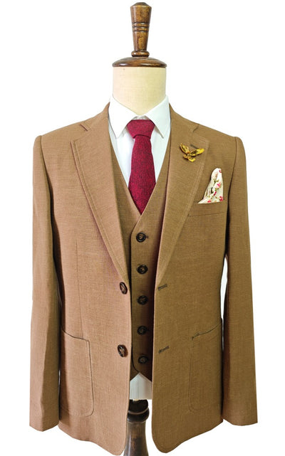 BROWN TENCEL LINEN 3 PIECE SUITS