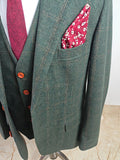 GREEN OVERCHECK PLAID 3 PIECE SUIT