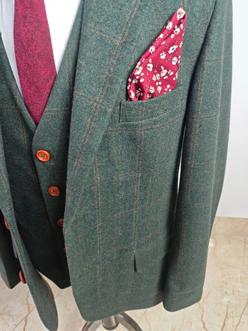 GREEN OVERCHECK PLAID 3 PIECE SUIT - BDtailormade