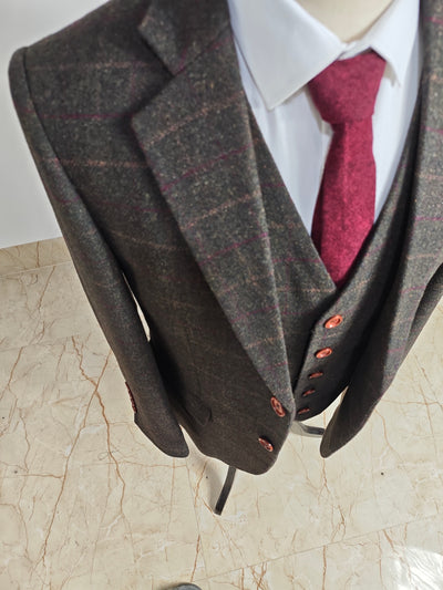 GREEN TATTERSALL TWEED 3 PIECE SUIT