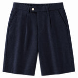 Dark Blue Tencel Linen Beach Shorts