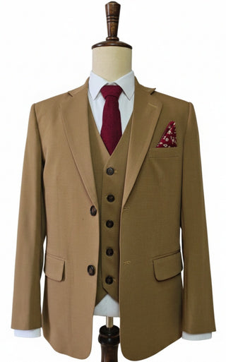 Brown Tencel Wool 3 Piece Suit