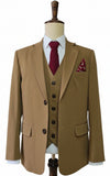 BROWN TENCEL WOOL 3 PIECE SUITS