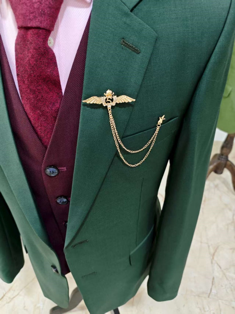 Classics Dark Green Mix and Match Wine Red Worsted 3 Piece Suit Classics Dark Green Mix and Match Wine Red Worsted 3 Piece Suit