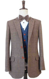 BROWN HERRINGBONE MIX & MATCH BLUE TWEED 3 PIECE SUIT