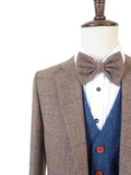 BROWN HERRINGBONE MIX & MATCH BLUE TWEED 3 PIECE SUIT