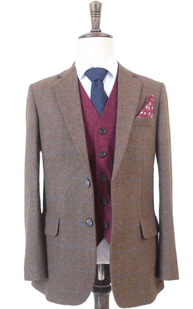BROWN TATTERSALL MIX & MATCH TWEED 3 PIECE SUIT