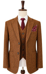 極美品☆希少WIRROW Tweed Double Breasted Brown_Harris_Tweed_3_Piece_Sui