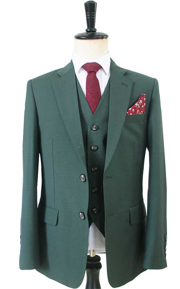 Classic Dark Green Worsted 3 Piece Suit