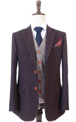 Dark Brown Barleycorn Mix & Match Tweed 3 Piece Suit