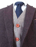 DARK BROWN BARLEYCORN MIX & MATCH TWEED 3 PIECE