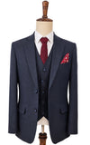 Dark Blue Tencel Linen 3 Piece Suit